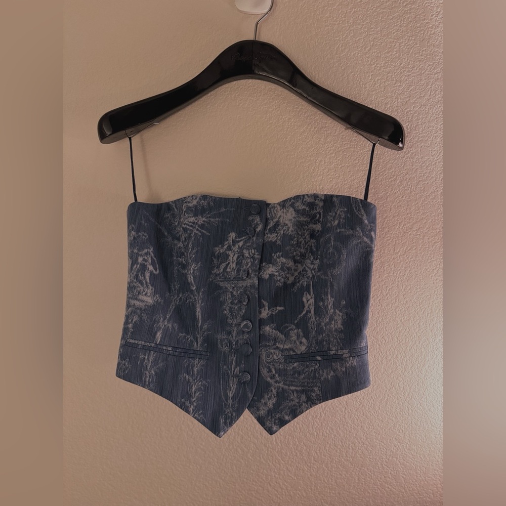 Ralph Lauren Collection Vanessa Cotton-Blend Chiné Bustier - Picture 1 of 7